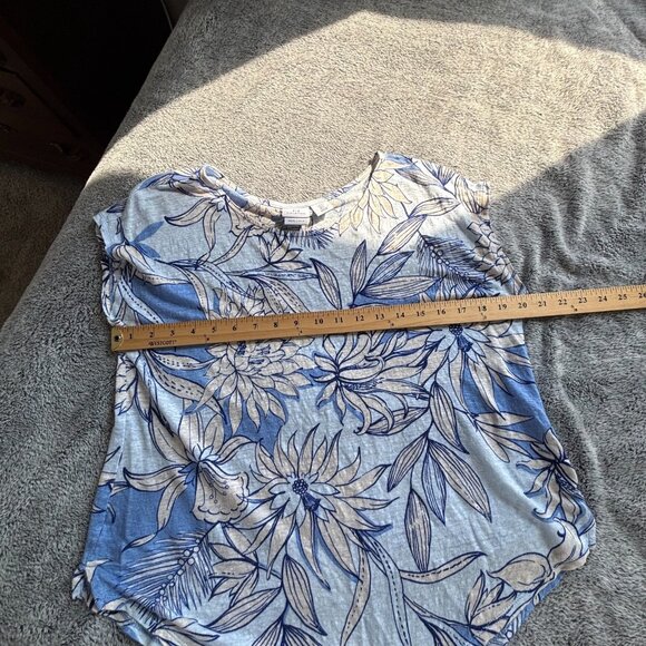 Halston Womens Linen Top Large Floral Tropical Bloomcore‎ Boho Coastal 18659 - Picture 4 of 8